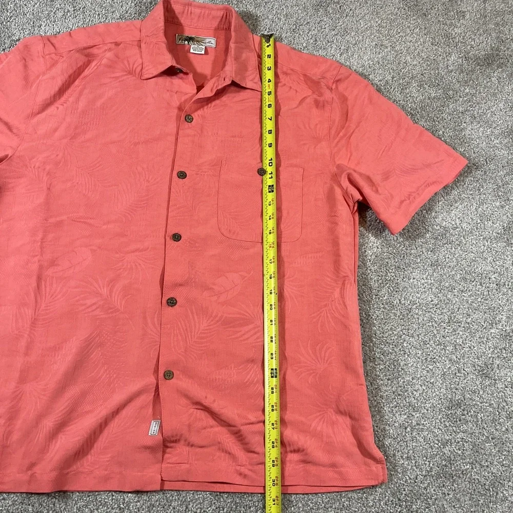 Joe Marlin Hawaiian Shirt XL Pink Palm Leaves‎ Design Coconut Buttons - Picture 5 of 8